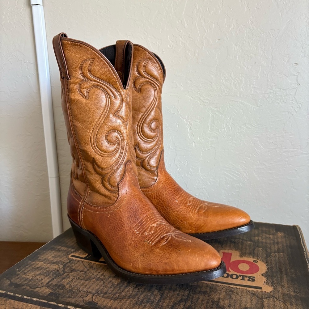 Laredo Western Boots Tobacco Brown Leather Made in USA Size 9.5 D w/ Box unworn